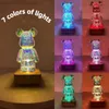 LED 3D Bear Fireworks Nocna lekka lampa do sypialni Lampa stołowa Romantyczna sypialnia Dekor sypialni dom Kawaii Dekoracja biurka HKD230812