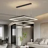 Anhängerlampen Raumküche Zubehör Home Decor Lusters Gerät moderne LED Square Leuchten mit Fernbedienung Schwarz für Schlafzimmerleben