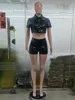 Frauen Tracksuits Leder Jacke Zwei -Stück -Sets Damen -Outifits Single Basted Button Taille Night Club Slim Faux Cropped Shirts Shorts Shorts