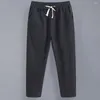 Men's Pants Summer Autumn Linen Men Thin Loose Mens Joggers Cotton Cropped Casual Chinese Style