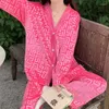 Vêtements de nuit pour femmes pyjamas rose 2pcs loungewear femmes velours vêtements décontractés chauds