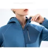 Dames sport half zip hoodie losse set rimpel resistent fleece warme fitnessjack