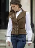 Kvinnors västar Herringbone Kvinnor Väst Double Breasted Slim Fash Fashionable ärmlös jacka Kort set yttre damer Spring Jumper Trf Woman HKD230812