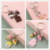 Keychains Lanyards beaux dessert en résine Cléchette pour femmes pour femmes décoration créative simulation chocolat glacée cède