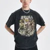 Camisetas para hombres Ataque de anime en camisetas de titán ácido vintage camiseta lavada de gran tamaño verano 100% algodón de moda