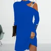 カジュアルドレスシンプルなファッションメタルバックルホルターパーティードレススプリングソリッドホローストレートオフィス秋の長袖ボタンボタン女性
