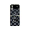 Mobiltelefonfodral Galaxy Z Flip 3 4 Fall Folding Screen Electropated Chessboard Ring Buckle Protective Shell