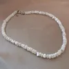 Choker allme temperament oregelbundet vit färg sötvatten skal pärlstav halsband för kvinnor sträng halsband uttalande smycken