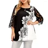 Women's T Shirts Plus Size Women Half Sleeve Floral Tunic Tops Shirt Ladies Casual Party Daily Round Neck Clothes Clothing For