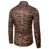 Mens Trend Night Nightclub Leopard Print Shirt Shirt High Quality Long Mancheve Maly Social Casual Party Chemise Homme Dress292Z