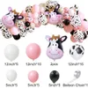 Decorazione 11/48 pezzi Palloncini di mucca in cartone con torre di palloncini per bambini Forniture per decorazioni di compleanno a tema animali
