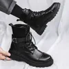 Buty jesienne skóra dla mężczyzn czarna platforma moda kostka allmatch męskie trampki 230811