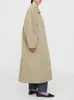 Damesgeul Coats 2023 Autumn Women Silhouette Windscheper enkele knop losse vaste kleur Turn-down kraag vrouwelijk middenlengte jas