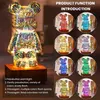 3D Fireworks Bear Night Light Projection Colorful Usb Atmosphère gras Living Decorative Decor Salle 3D Verre Fireworks Chambre HKD230812