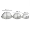 2 pcs/set da bagno bomba stampo per bomba stampo 3d in lega in lega di alluminio sfera stampo torta da cucina stampo pasticceria 4,7 cm 5,7 cm 6,7 cm JL1898