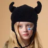 Berets Knitted Devil Horn Hat For Students Adult Windproof Foldable Winter Handmade Shape Keep Warm Cycling