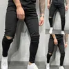 Herenbroekbroeken Casual Black Pencil Jeans vier-seizoen mannelijke coole multi-pockets eenvoudige solide kleur gescheurd denim streetwear