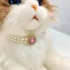 Dog Collars Pearl Pet Necklace Collar Fashion Jeweled Puppy Cat With Rhinestone Artificial Gem Accessories