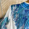 Podstawowe sukienki swobodne 2024 Spring Lato Vintage w kwiecistej sukience z nadrukiem z szarfy Stoy Szyja Latarn