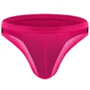 Underpants Mens Sexy G-String Seamless Underwear Ice Silk Thong Scrotum Bulge Panties Male Convex Pouch Briefs