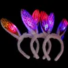 LED Bunny Ears Headband Light Up Flashing Fluffy Rabbit Ear Headbands Sequins Headdress Costume Cosplay Hairband Woman Halloween Christmas Easter Gifts SN4206