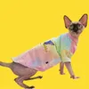 Cat Costumes Sphinx Hairless Clothes Cotton Color Tie Dye T-Shirt Cartoon Print Pullover Knitted Shirt Anti Allergy Pet Costume