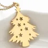 Everfast Wholesale 10pc / Lot Dainty Christmas Tree Tree en acier inoxydable Prendants Charmes Colliers pour femmes Kidans Korean Fashion Jewelry Gift