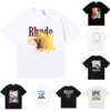 Top Craftsmanship Rhudes Mens Thirts Summer Fashion Designer Street Casual Short Short Beach Style Tees Cotton Printing