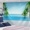 Tapisserier Hawaii Coastline landskap Tapestry vägg hängande solig strand sommarfilt färgglad matta strandhandduk sovrum heminredning