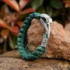 Браслеты из очарования зеленого паракода ручной работы с браслетом из нержавеющей стали и викингов