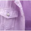 Men's Hoodies Sweatshirt's Denim Jacket Spring Autumn Short Coat Pink Jean Jackets Casual Tops Purple Yellow White Loose Lady Outerwear KW02 230812