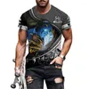 Herr t shirts sommar mode mekanisk skarvning 3d tryckt t-shirt rund hals casual kortärmad skjorta stor snabb kondition