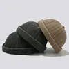 Baskenmütze im Stil von Rand ohne Docker -Kappe Vintage Rollted Manschette Harbor Hüte verstellbare Schädelbaumwatte -Mütze