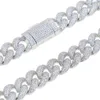 Hanger kettingen zilveren kleur choker ketting voor mannen 15 mm Cuban Link Chain Iced Out Bling Charms Hip Hop Jewelry 230811
