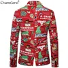 ChamsGend Christmas Print Suit Jacket Men Casual Coats Mens Slim Fit Long Sleeve Blazer Men Informal Christmas Party Suit195n