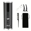 Batoue de curling portable en fer à curling automatique sans fil avec affichage LCD Curler à cheveux rechargeable pour coiffure