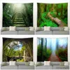 Tapices personalizables paisaje natural de bosque grande tapiz de pared de pared colgante dormitorio decoración de dormitorio tapiz de arte doméstico R230812