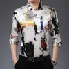 New British Style 3D Shirts imprimés Men Shirt Long Manched Fashion Fashion Party Social Shirt for Men Camisas Hombre236i