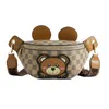 Ny enkel och fashionabla retro checkerboardkontroll en axel crossbody väska söt liten björn bröstväska