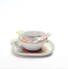 Bowls Cartoon Dinner Plate Set Ceramic Kitchen Breakfast Tableware Dishes Spoon Desert Rice Nut Salad Noodles Bowl Soup