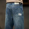 Мужские джинсы мешковаты мужски для гаремы свободные широко подходящие для ноги винтажная одежда повседневная мужская джинсовая брюки уличная одежда с патч