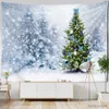 Tapissries nyår Juldekoration Snow Tree House Tapestry Wall Hanging Tapestries Hippie Eesthetic Room Decor R230812