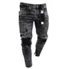 Pantaloni maschili jeans streetwear europei pantaloni da uomo strappato tratto magro skinny jeans motociclista hole hip hop abbigliamento s3xl 230812