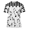 T-shirts masculins Mode d'été 3d Musique T-shirt Cool Vêtements Sports Casual Short Sleeve Grand Fitness sec rapide Runn