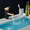 Bathroom Sink Faucets High Black Golden Deck Mounted Faucet Mixer Tap Square Single Handle Basin Cold Water For