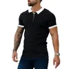 Magliette da uomo uomo uomo estate top corta cerniera zip girare girare slim fit giornaliero indossare abiti t-shirt a metà lunghezza