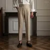 Mäns kostymer 2023 Spring Autumn Cotton Business Suit Pants Men Casual Pant Bekväm man Långbyxor Hög midja Lätt P32