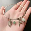 Bangle Handmade Charms Bracelets Stone Pendant Healing Crystal Beads Metal Expandable Stainless Steel Bracelet 1pc