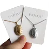 Everfast 10pc Simple Engrave Spets Oval Locket Rostfritt stål Fotorram Pendant Necklace Charms för kvinnor Män Familjminnesmycken