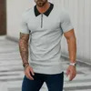 Magliette da uomo uomo uomo estate top corta cerniera zip girare girare slim fit giornaliero indossare abiti t-shirt a metà lunghezza